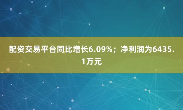 配资交易平台同比增长6.09%; 净利润为6435.1万元